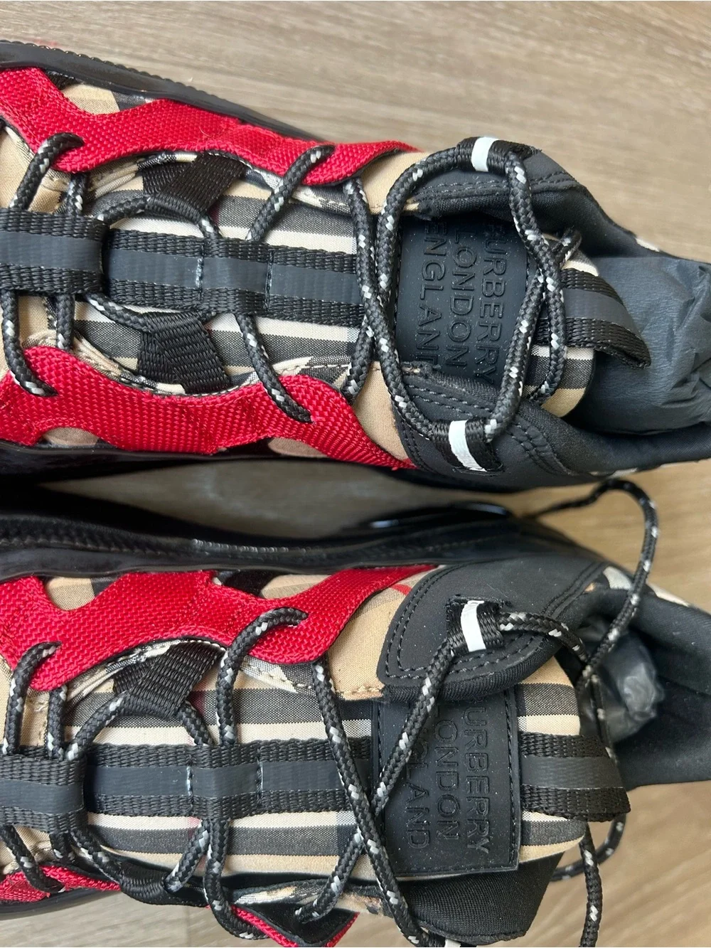 Burberry Black, Red & Beige Arthur Sneakers
